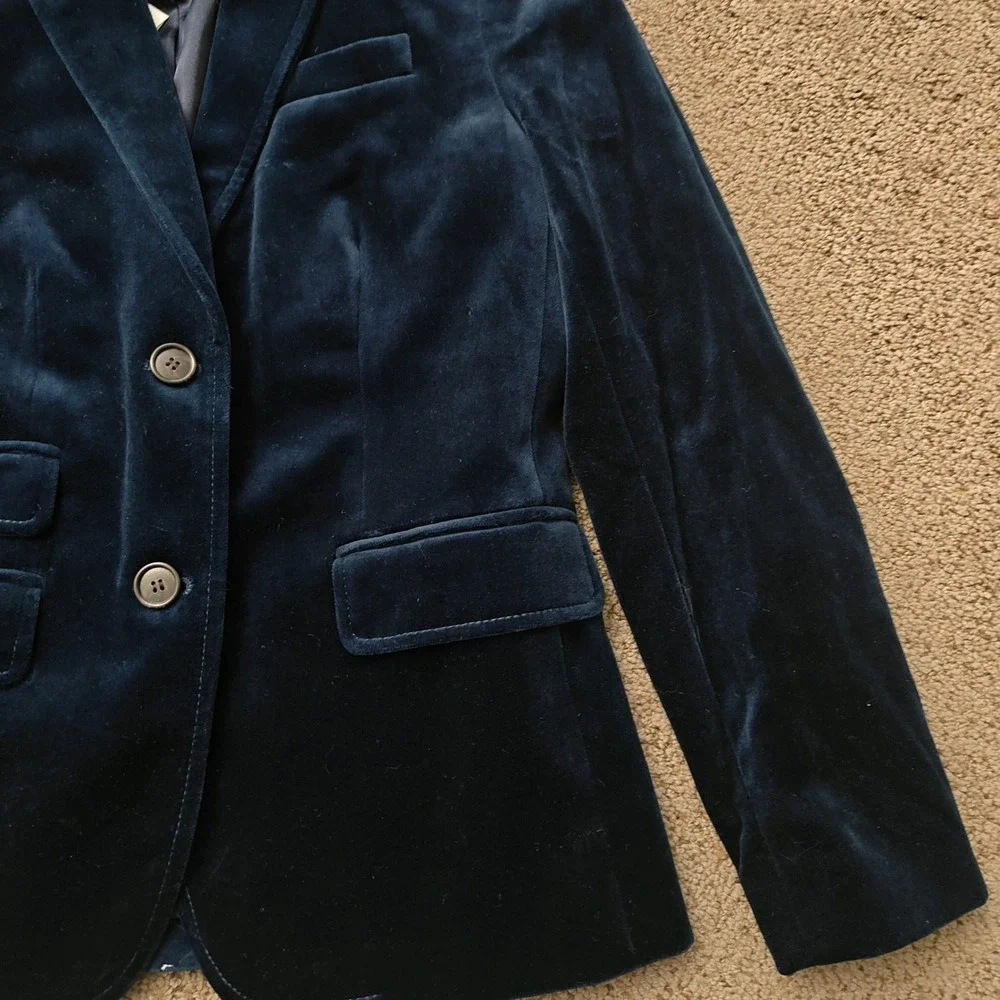 J.Crew Schoolboy Blazer Navy Blue Velvet Petite 0P NWT 05477 Tailored Jacket